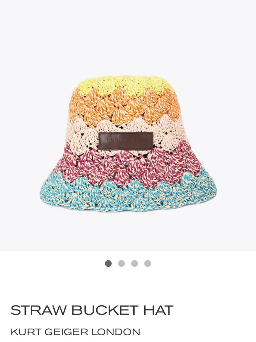 Kurt Geiger Yellow Orange Fuchsia Blue Crochet Bucket Hat